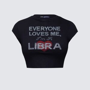 Finesse Black Crop Top with Red and Silver Accents